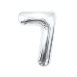 Ezüst Silver 7-es szám fólia lufi 85 cm
