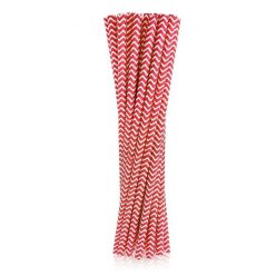 Piros Red Chevron papír szívószál 24 db-os