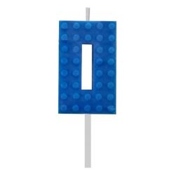 Építőkocka 0-ás Blue Blocks tortagyertya, számgyertya