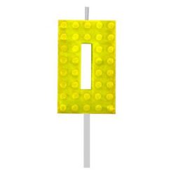 Építőkocka 0-ás Yellow Blocks tortagyertya, számgyertya