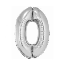 Ezüst 0-ás Silver szám fólia lufi 76 cm