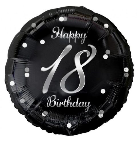 Happy Birthday 18 B&C Silver fólia lufi 36 cm