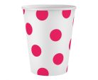 Vörös Magenta Polka Dots papír pohár 6 db-os 250 ml