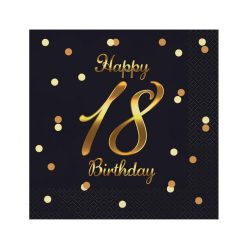 Happy Birthday 18 B&C Gold szalvéta 20 db-os 33x33 cm