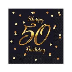 Happy Birthday 50 B&C Gold szalvéta 20 db-os 33x33 cm