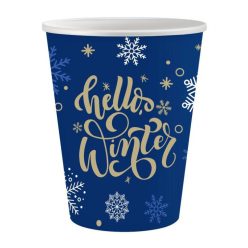 Karácsonyi Hello Winter papír pohár 6 db-os 250 ml