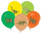 Dinoszaurusz Colorful léggömb, lufi 5 db-os 12 inch (30 cm)
