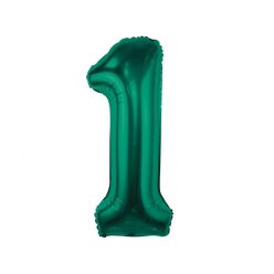 B&C Bottle Green, Zöld 1-es szám fólia lufi 85 cm