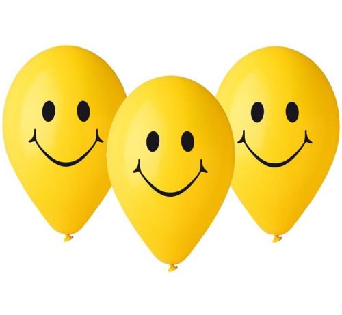 Smilies Yellow léggömb, lufi 5 db-os 12 inch (30 cm)