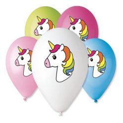   Unicorn Multicolor, Unikornis léggömb, lufi 5 db-os 12 inch (30cm)