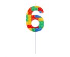 Építőkocka 6-os Pick Blocks tortagyertya, számgyertya