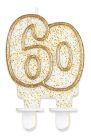 Arany csillámos 60-as Gold tortagyertya, számgyertya