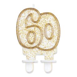 Arany csillámos 60-as Gold tortagyertya, számgyertya
