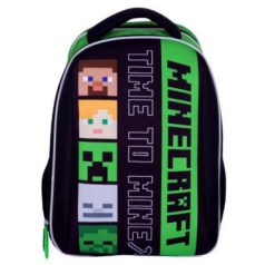   Minecraft ergonómikus hátizsák, iskolatáska, 2 rekeszes, 39x31x17cm, Time to Mine, Heads, Astra