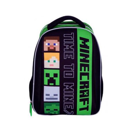 Minecraft ergonómikus hátizsák, iskolatáska, 2 rekeszes, 39x31x17cm, Time to Mine, Heads, Astra