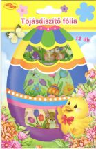 Tojásdíszítő fólia húsvétra, 12 db-os, csibés