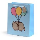 Pusheen cicás ajándéktáska, 33x26x12cm, nagy, macska lufikkal