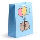 Pusheen cicás ajándéktáska, 33x26x12cm, nagy, macska lufikkal