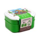 Minecraft mintás ételhordó, uzsonnás doboz szett, evőeszközökkel, Minecraft Creeper és TNT