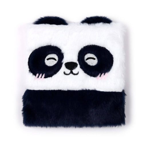Pandás napló, 16x15cm, plüss borítóval, vonalas, Susu, a panda