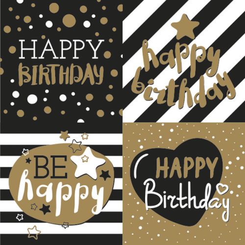 Happy Birthday Golden szalvéta 20 db-os 33x33 cm