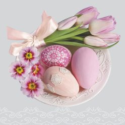   Húsvét Pink Tulips and Primroses szalvéta 20 db-os 33x33 cm