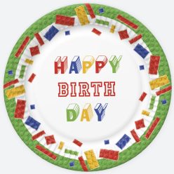   Happy Birthday Building Blocks papírtányér 8 db-os 22,7 cm
