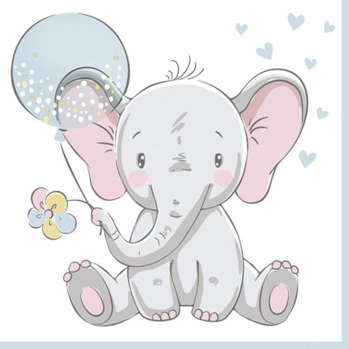 Baby elefánt Blue Balloon szalvéta 20 db-os 33x33 cm