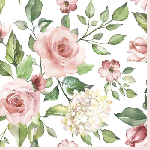 Rózsa Hydrangea szalvéta 20 db-os 33x33 cm
