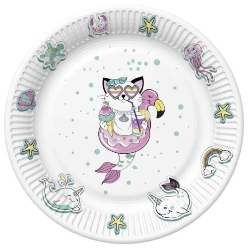 Állatos Cat Vibes papírtányér 8 db-os 22,7 cm