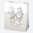 Fehér Bow papír ajándéktasak, ajándékzacskó 19x23x10,5 cm