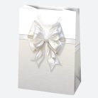Fehér Bow papír ajándéktasak, ajándékzacskó 23x32x11 cm