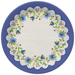Hímzés Folk papírtányér 8 db-os 22,7 cm