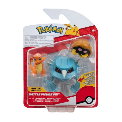 Pokémon 3 db-os figura csomag - Kabuto, Charmander,  Metang