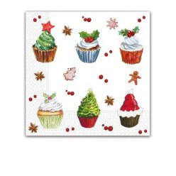 Karácsonyi Christmas Cupcakes szalvéta 20 db-os 33x33 cm