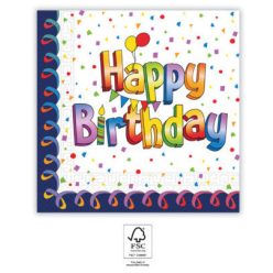 Happy Birthday Multicolor szalvéta 20 db-os 33x33 cm FSC