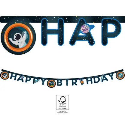 Űr Happy Birthday Rocket Space felirat FSC 2 m