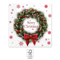   Karácsonyi Merry Xmas Wreath szalvéta 20 db-os 33x33 cm FSC