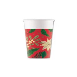   Karácsonyi Holly Poinsettia papír pohár 8 db-os 200 ml FSC