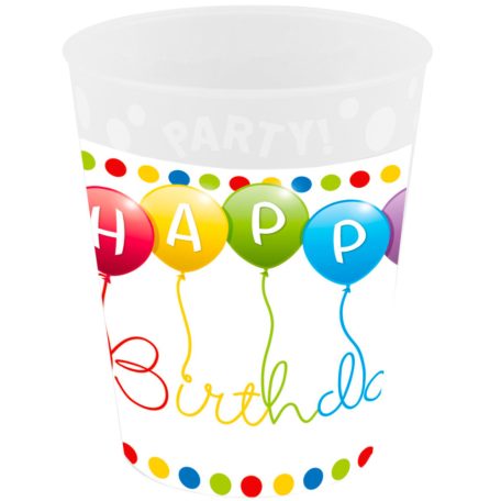 Happy Birthday Streamers micro prémium műanyag pohár 250 ml