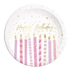 Happy Birthday Candles papírtányér 8 db-os 23 cm FSC