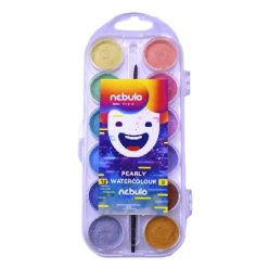   Vízfesték Nebulo 30 mm-es 12 db-os klt. ecsettel gyöngyházszínű