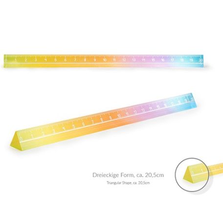Vonalzó Trendhaus GOOD FEELINGS Rainbow háromszög, akril, 20 cm
