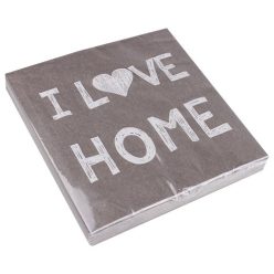 Szalvéta 33 x 33 cm 3 rétegű I love home szürke