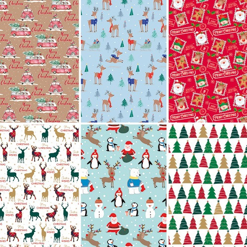 Díszcsomagoló tekercses Clairefontaine/Eurowrap 70x200 cm 57g karácsonyi vegyes minták