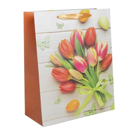 Dísztasak tavaszi 26x32 cm tulipán csokor