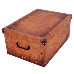   Tárolódoboz Miss Space MAXI 51x37x24 cm láda bőrmintás krém
