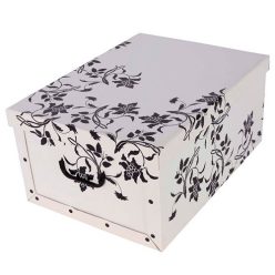   Tárolódoboz Miss Space MAXI 51x37x24 cm barokk virágok fehér