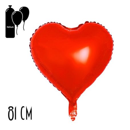 Lufi szív alakú metál piros, 81 cm