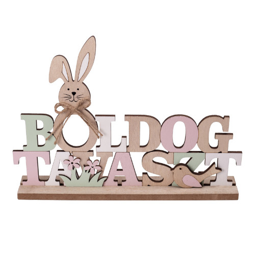 Dekoráció fa Boldog tavaszt felirattal 28x18 cm